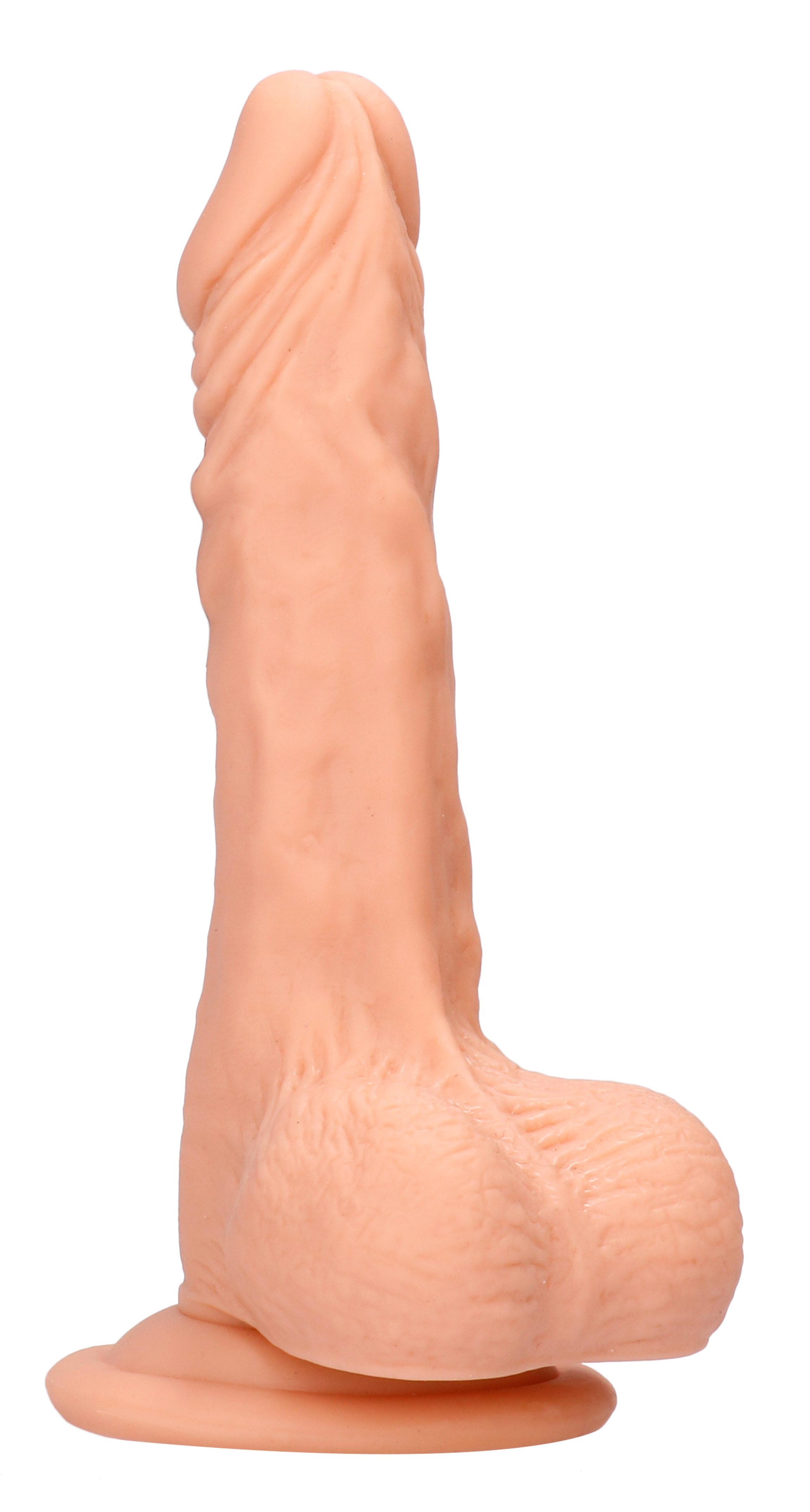 Shots - RealRock Realistic 7 in. Dildo With Balls and Suction Cup Beige - Dildos - TPE/TPR/Elastomers