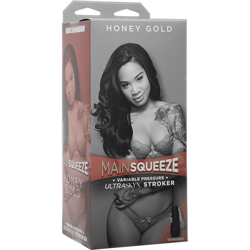 Doc Johnson - Main Squeeze Honey Gold Pussy Caramel - Masturbation Aids for Males - TPE/TPR/Elastomers