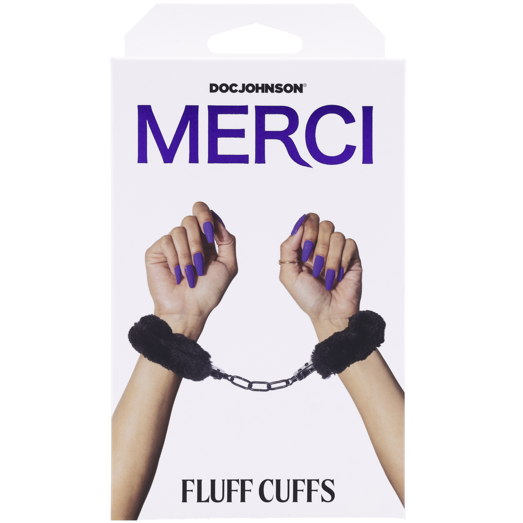 Doc Johnson - Merci Fluff Cuffs Black - Bondage & Fetish Toys - Metal