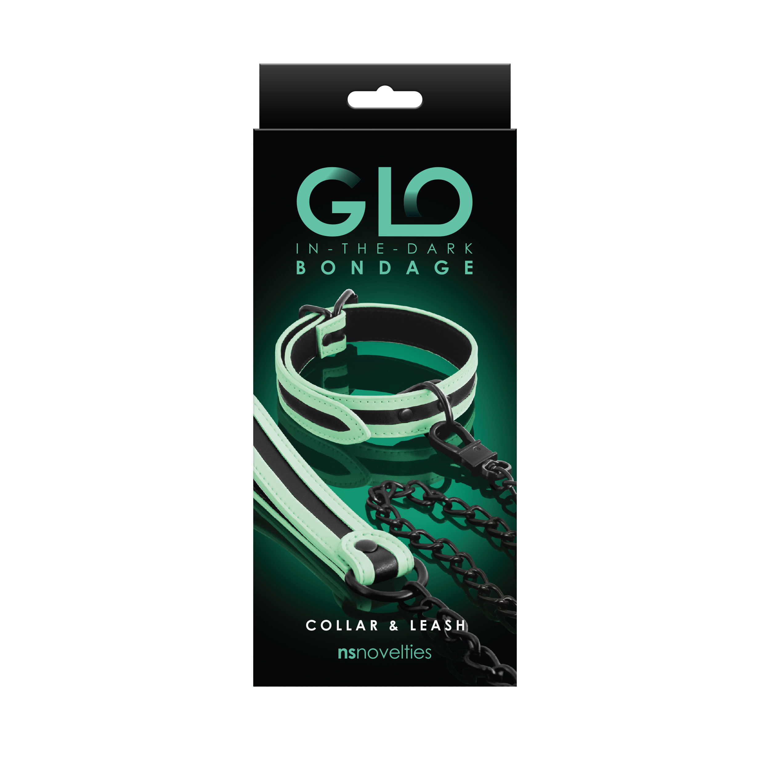 NS Novelties GLO Bondage Collar & Leash Green