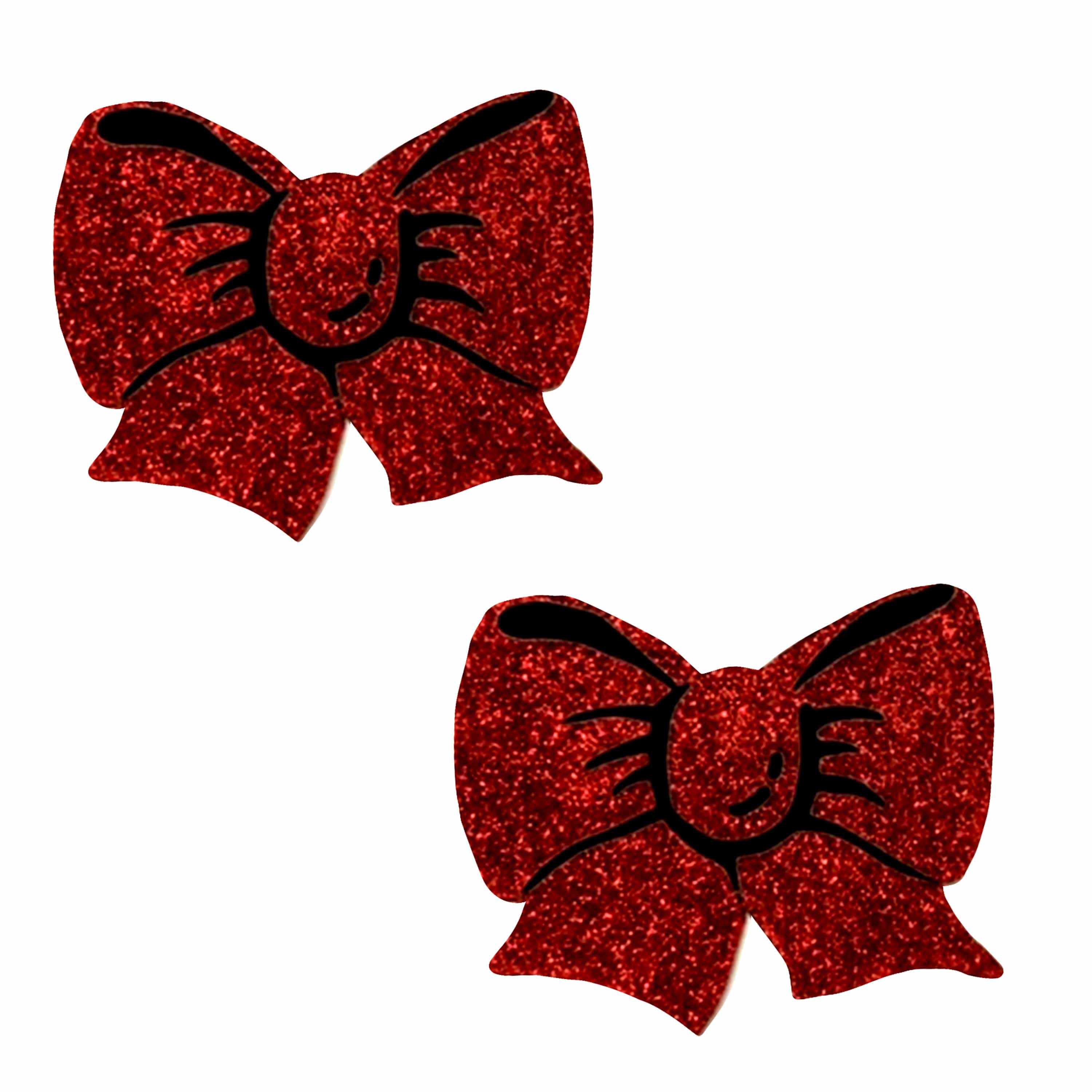 Neva Nude - Ravish Me Red Glitter Bow Nipple Cover Pasties - Holiday Items