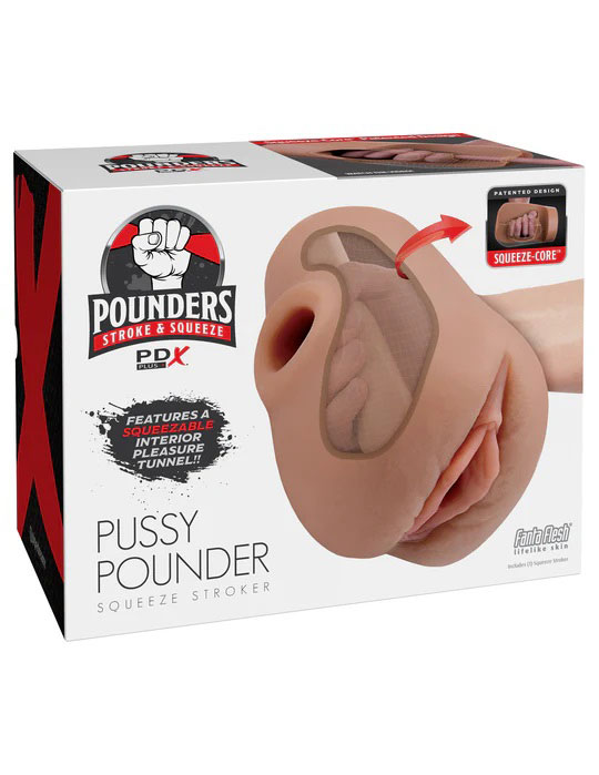 PDX Brands - PDX Plus Pussy Pounder Squeeze Stroker Brown - Masturbation Aids for Males