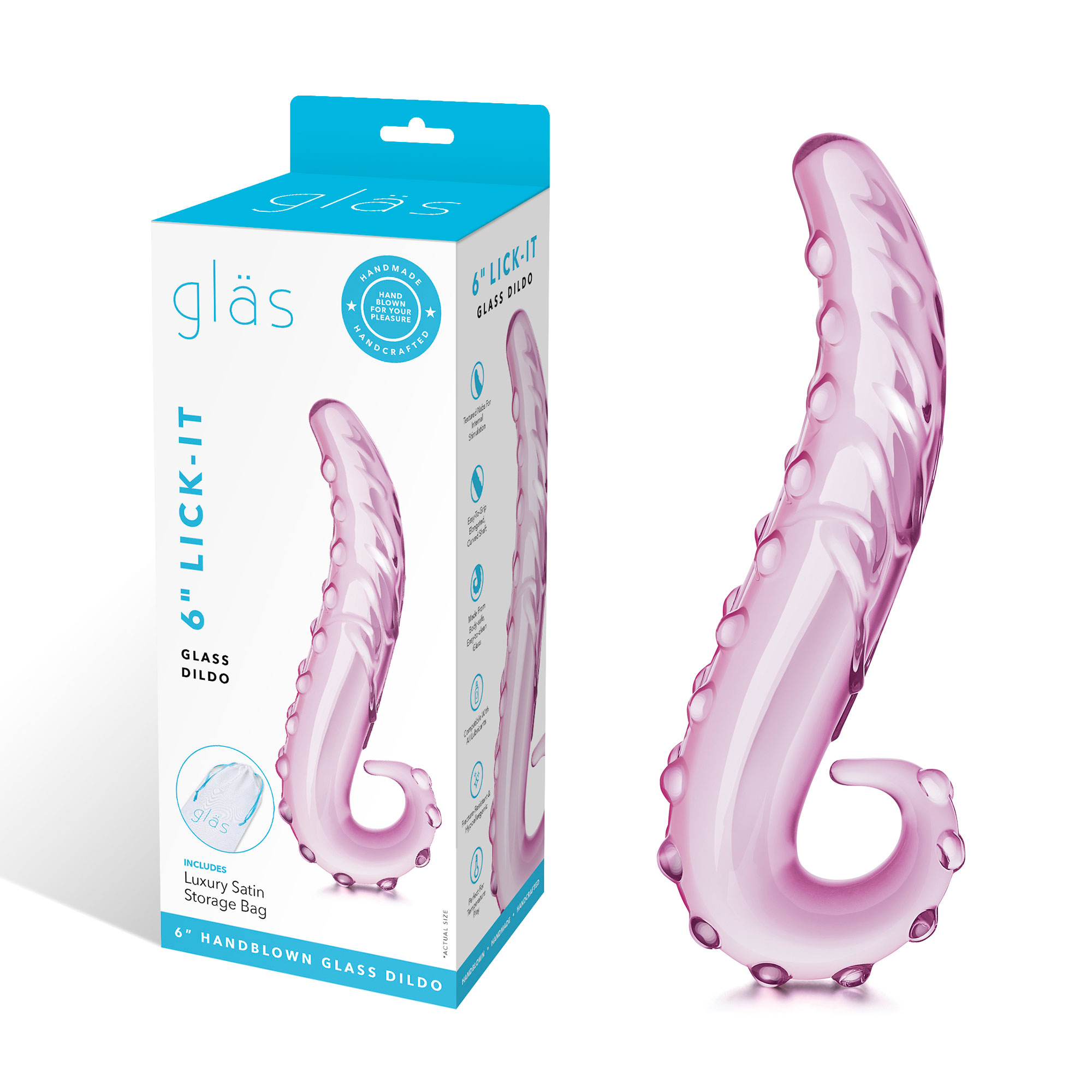 Electric Eel - Glas 6 in. Lick-It Glass Dildo Pink - Dildos - Glass
