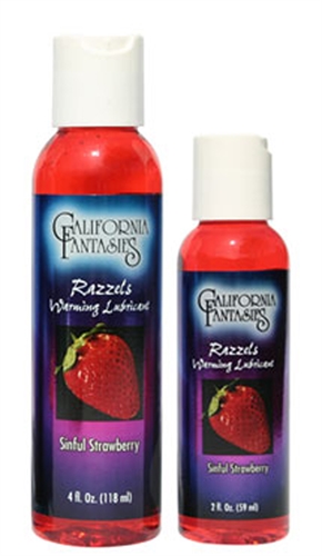 California Fantasies - Razzels Warming Lubricant - Sinful Strawberry - 2.5 Oz. Bottle - Lubricants, Creams & Glides