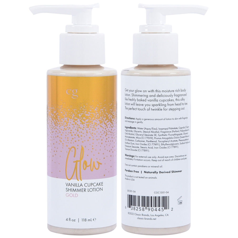Classic Brands - Glow Vanilla Cupcake Shimmer Lotion Gold 4 Oz - Lubricants, Creams & Glides