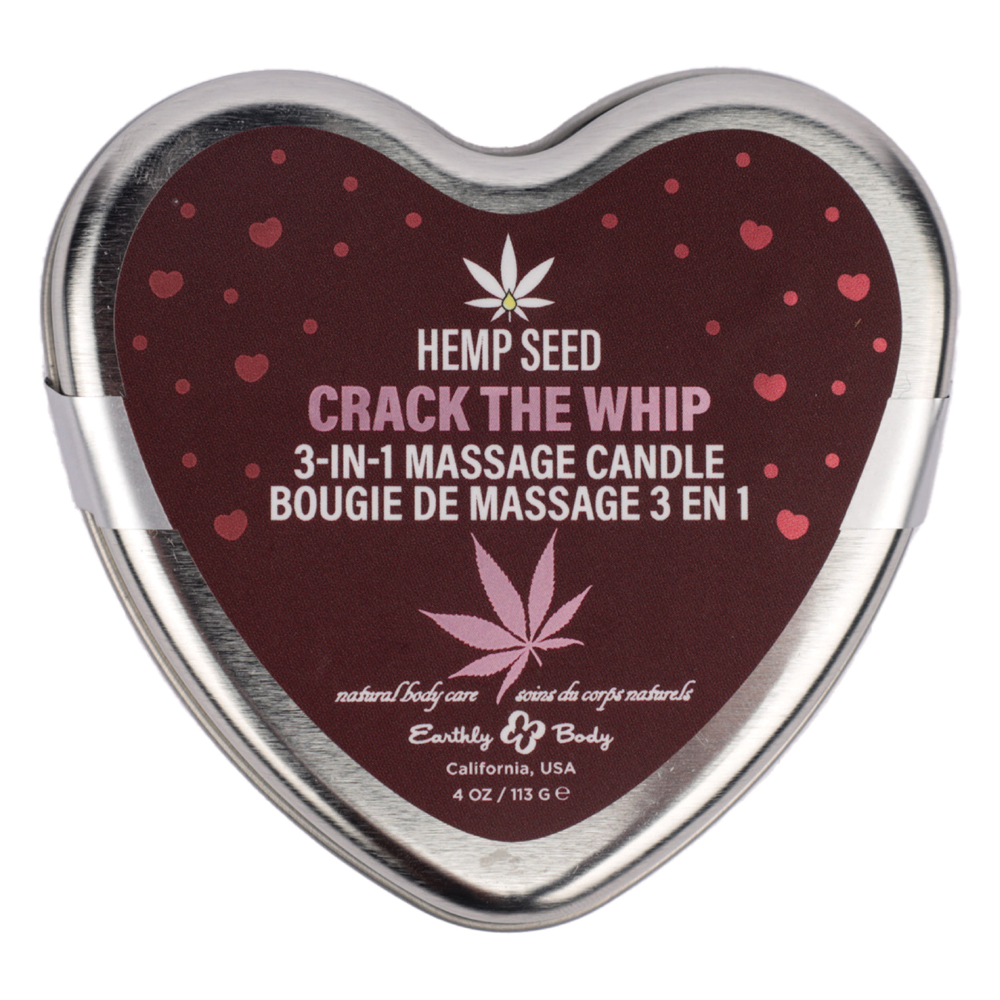Earthly Body - Earthly Body Hemp Seed Valentine 3-in-1 Massage Candle Crack The Whip 4.7 oz. - Lubricants, Creams & Glides