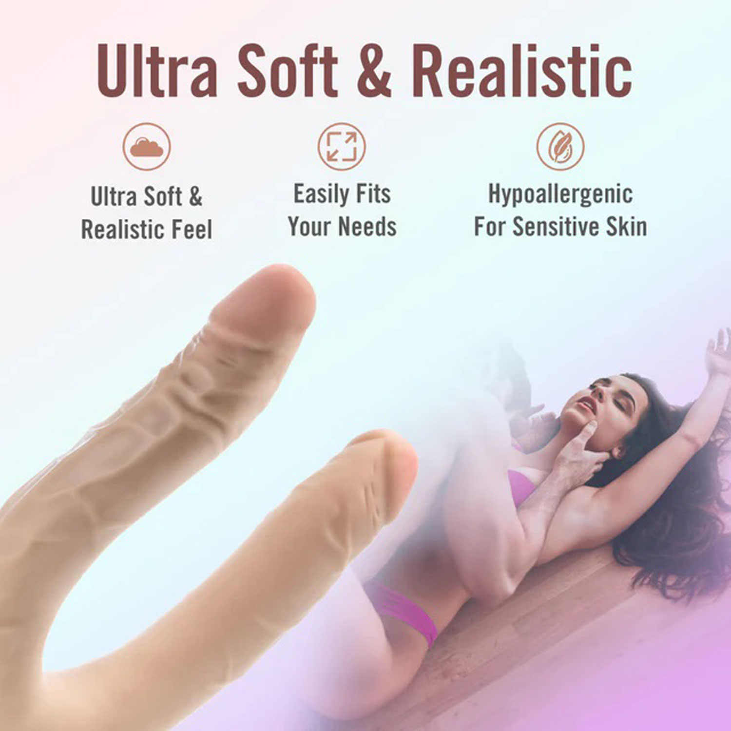 Blush - Dr. Skin Plus - 16.5” Posable Double Dong - Beige - Dildos & Dongs