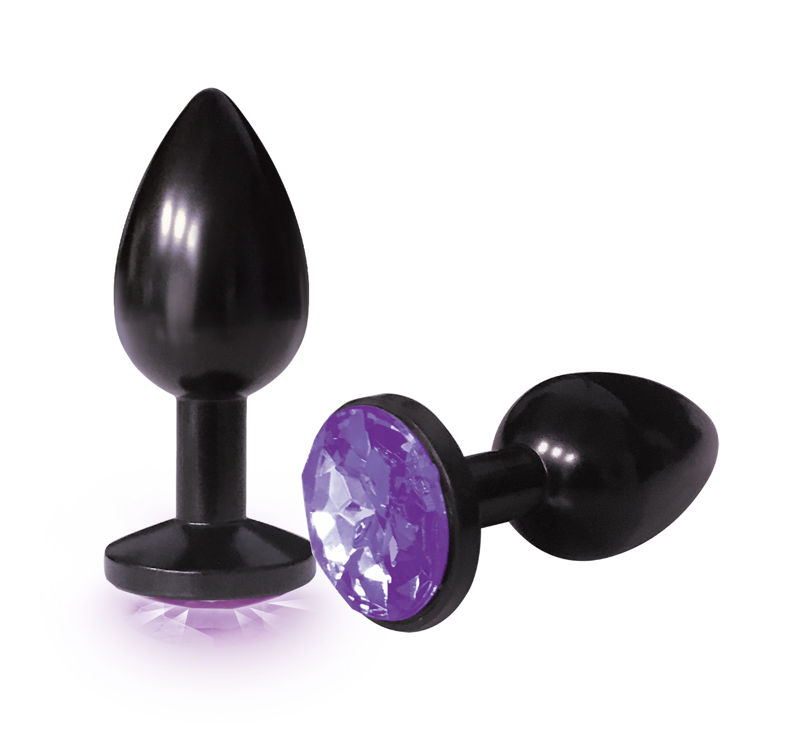 Icon Brands - The 9's the Silver Starter Anodized Bejeweled Stainless Steel Plug - Violet - Anal Toys & Stimulators