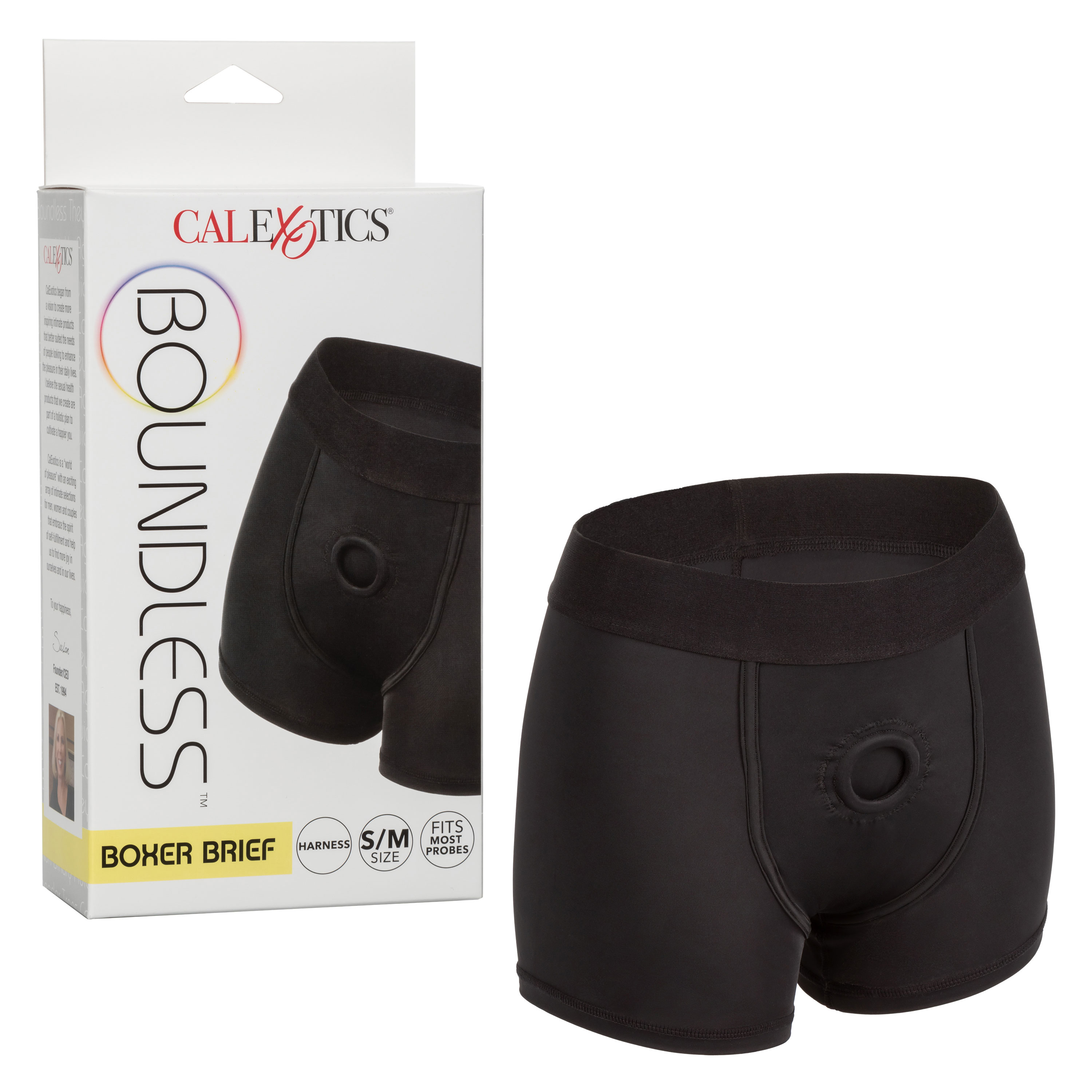 CalExotics - Boundless Boxer Brief - S/m - Black - Harnesses & Strap-Ons
