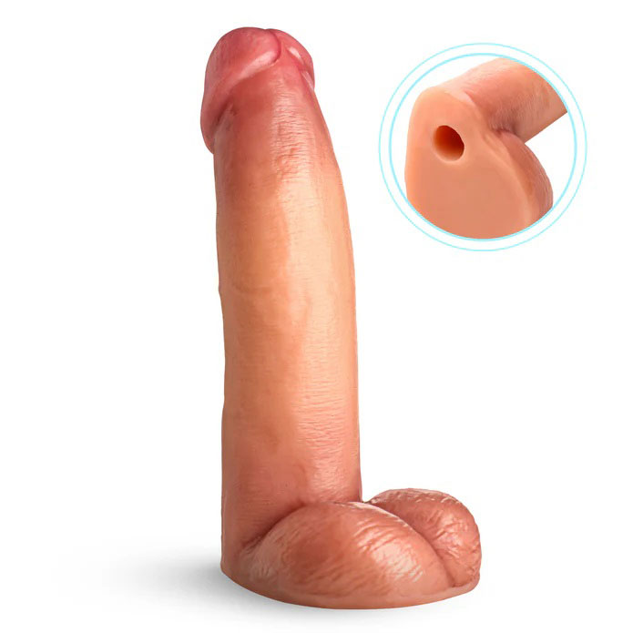 XR Brands - 8" Cock Lock Dildo With Balls - Light - Dildos & Dongs