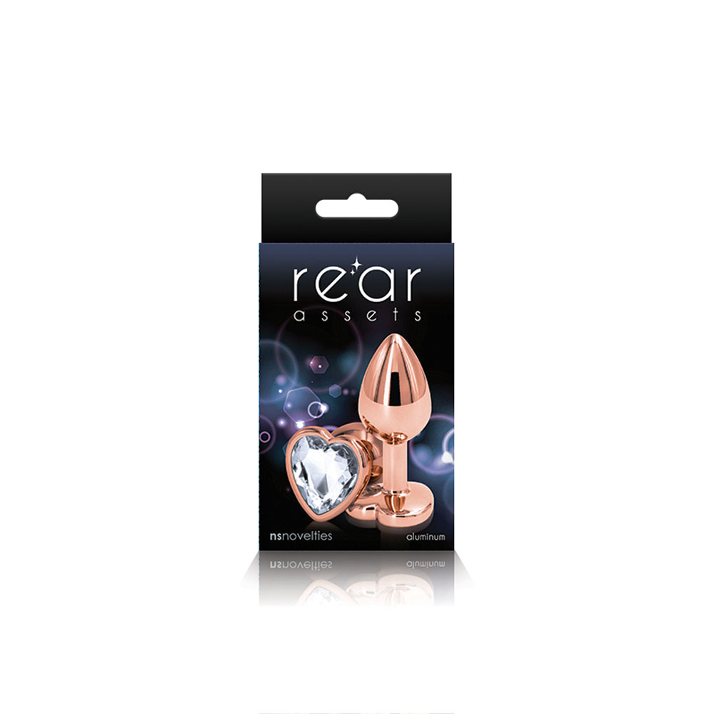 nsnovelties - Rear Assets - Rose Gold Heart - Small - Clear - Anal Toys & Stimulators