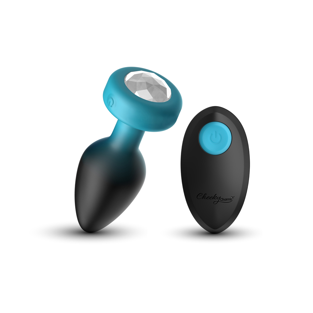 Viben - Eluxe Vibrating Clr Gem Bluombre Plug Md With Remote - Anal Toys & Stimulators