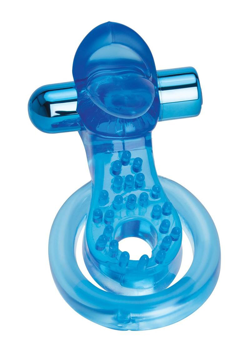 XGEN - Bodywand Rechargeable Duo Ring With Clit Tickler - Blue - Cockrings