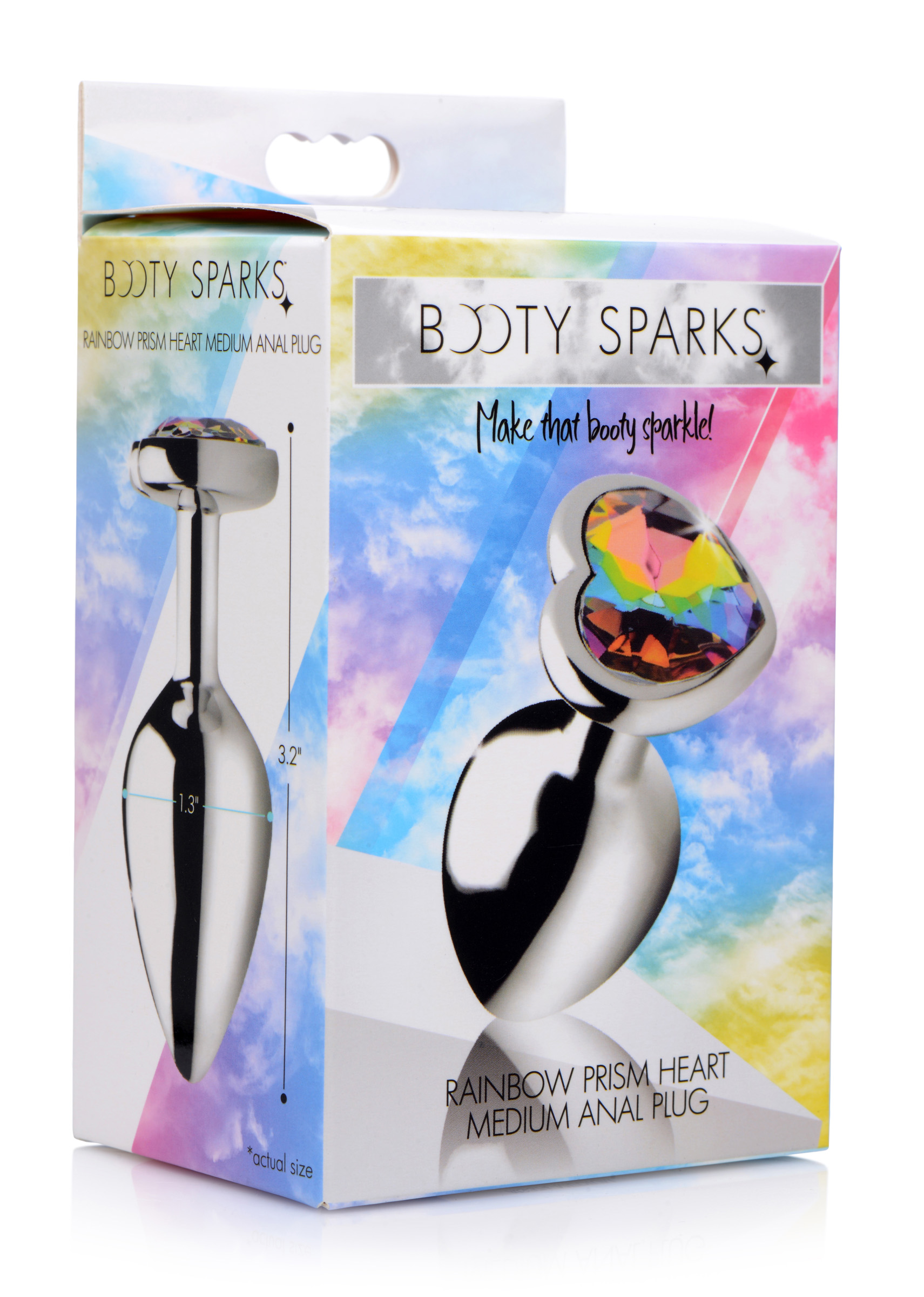 XR Brands - Rainbow Prism Heart Anal Plug - Medium - Anal Toys & Stimulators