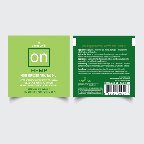 Sensuva - On Hemp Arousal Oil Single Use Ampoule 0.05ml Packet - Lubricants, Creams & Glides