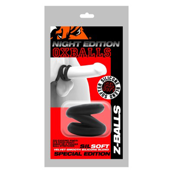 Oxballs - Oxballs Z-Balls Zig-Zag Cockring / Ballstretcher Special Edition Night - Cockrings - Silicone