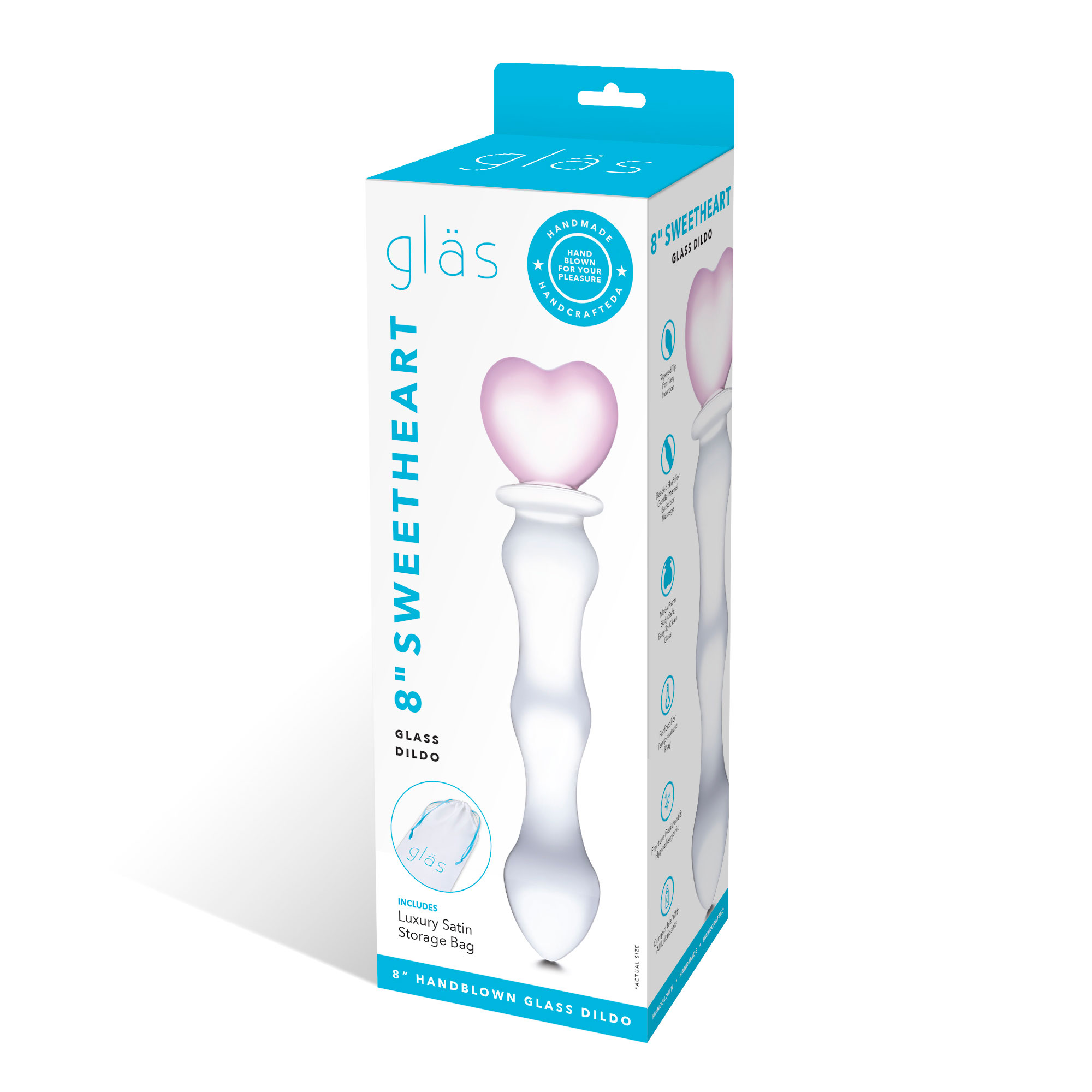 Electric Novelties - 8 Inch Sweetheart Glass Dildo - Pink/clear - Anal Toys & Stimulators