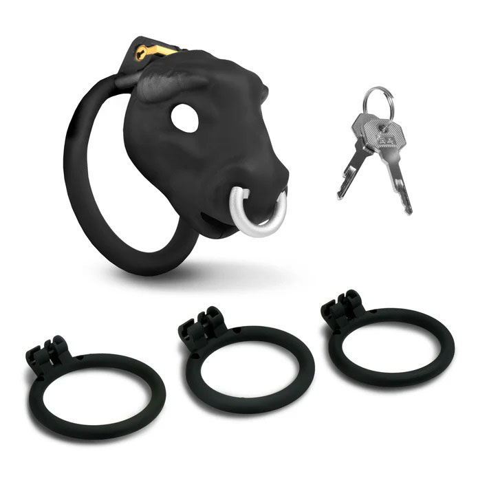 XR Brands - Bull Chastity Cage - Black - Cockrings