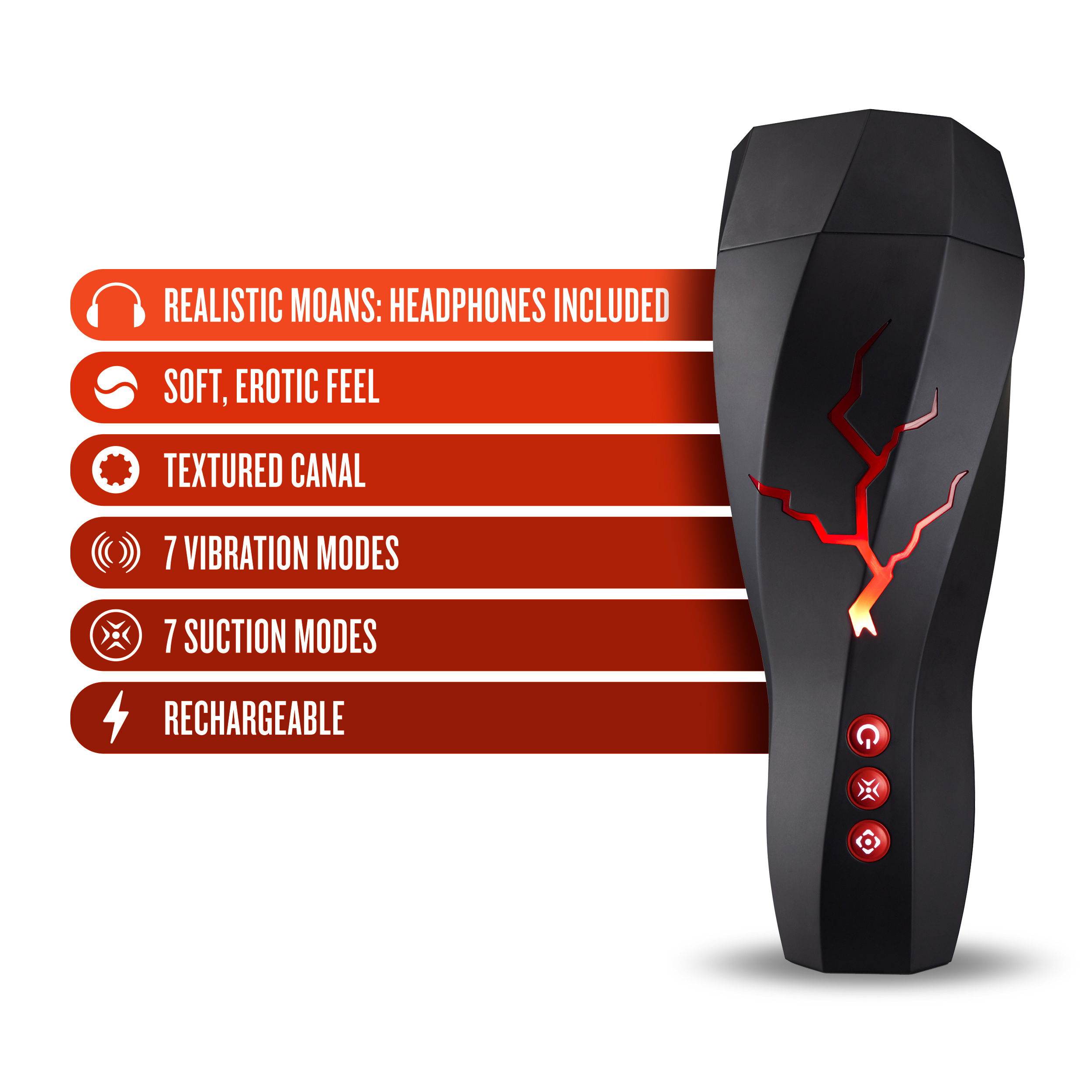 Blush - M for Men Storm Rechargeable Vibrating Suction Masturbator Black - Masturbation Aids for Males - TPE/TPR/Elastomers