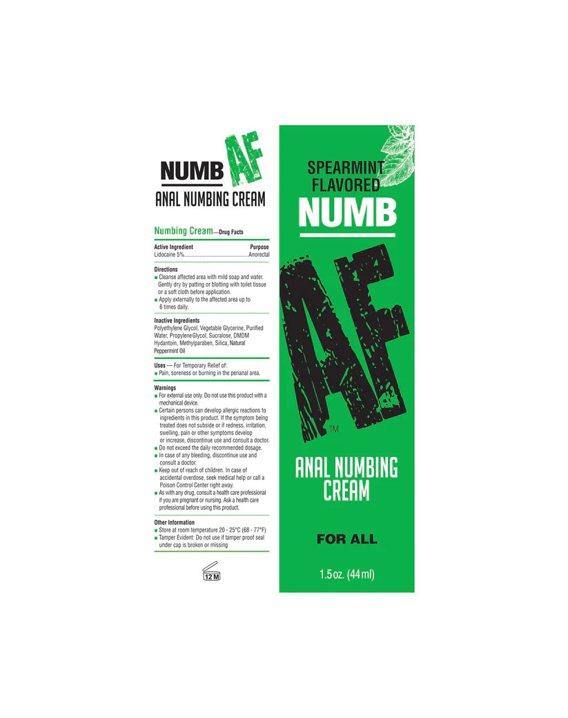 Little Genie - Numb Af- Spearmint Flavored Anal Numb Cream - 1.5 Oz (44 ml) - Lubricants, Creams & Glides
