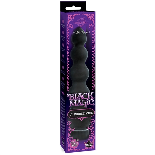 Doc Johnson - Black Magic 7in Ribbed Vibrator - Vibrators - ABS
