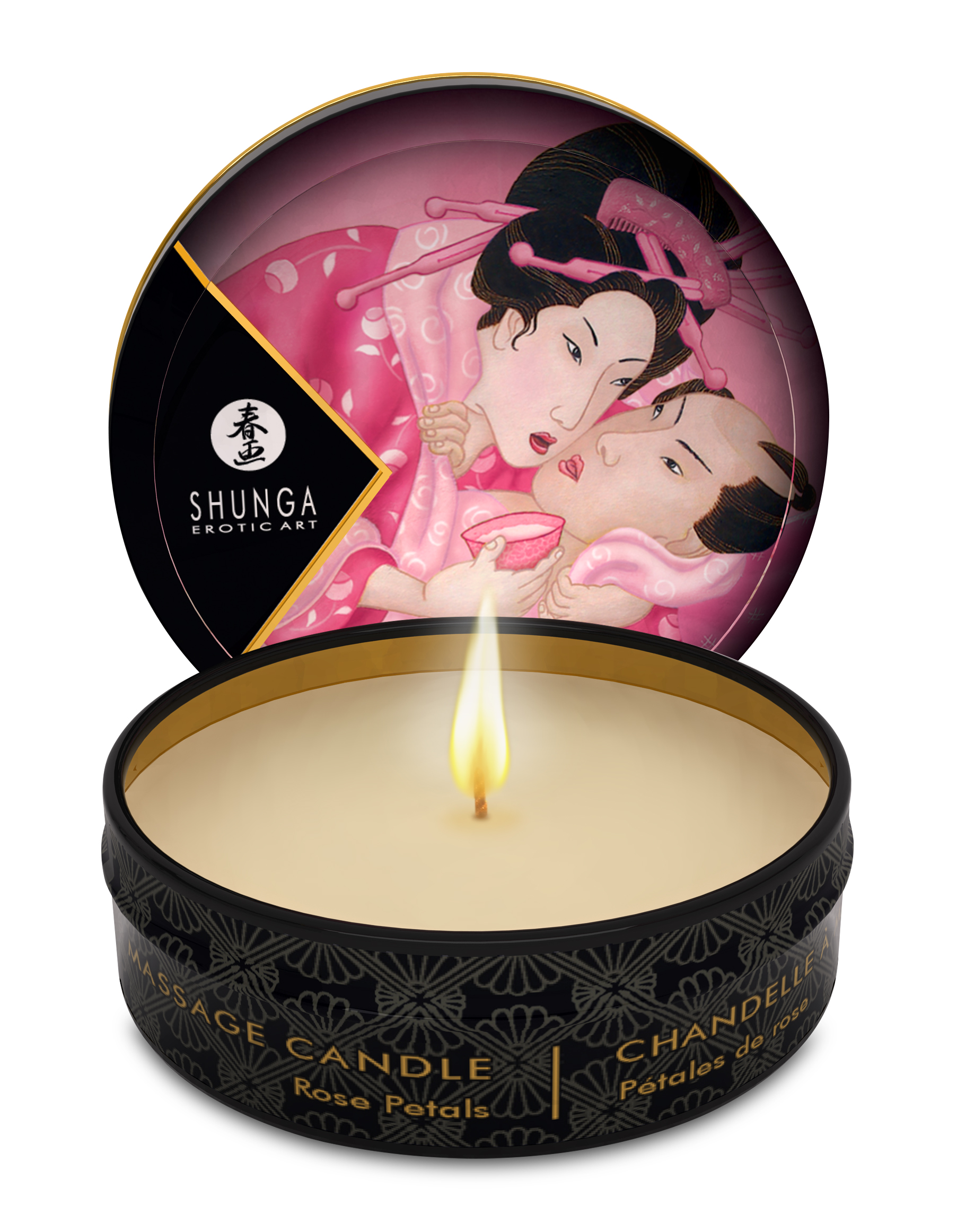 Shunga - Mini Massage Candle - Aphrodisia - Roses Petals - 1 Fl. Oz. - Bath & Body