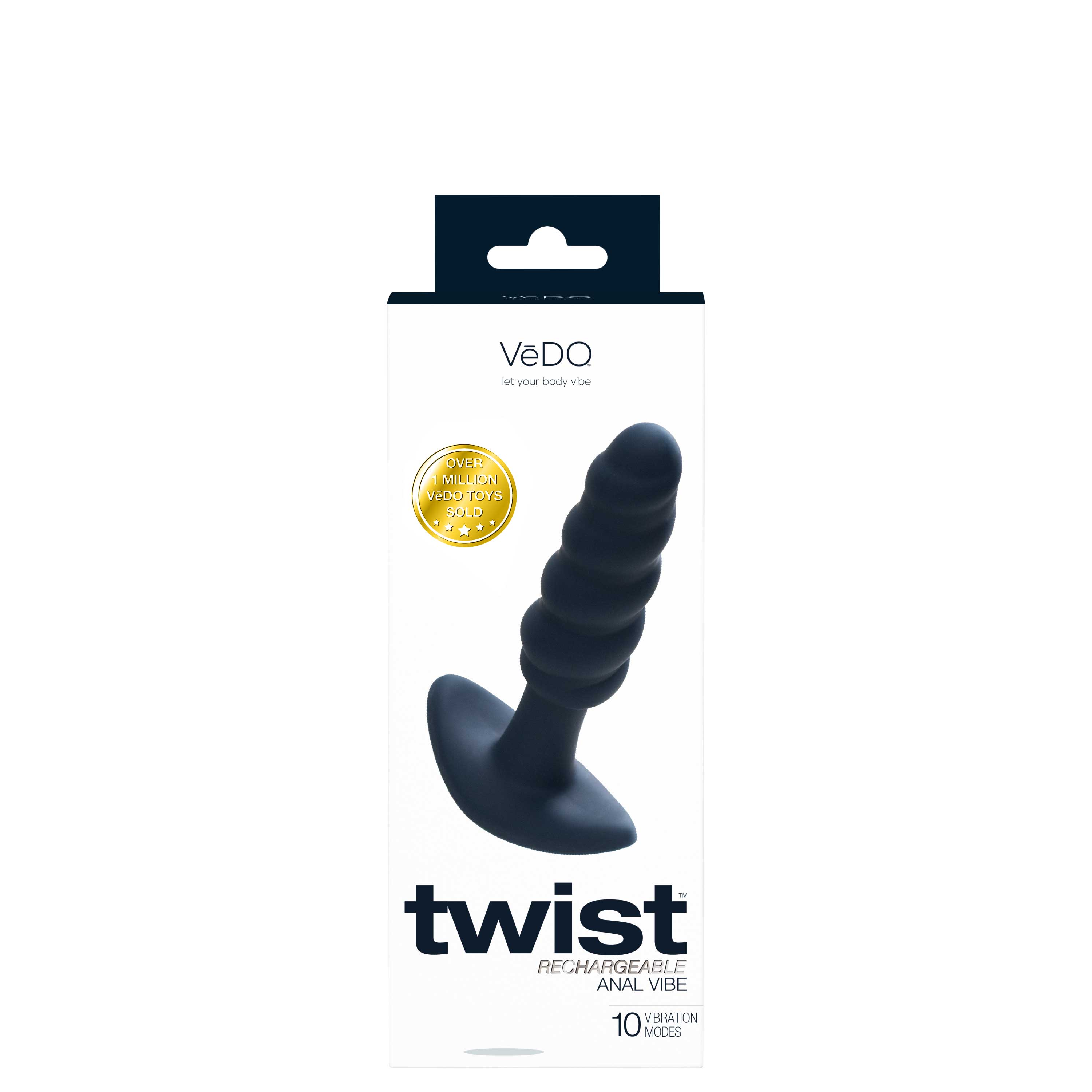 VeDO - VeDO Twist Rechargeable Silicone Vibrating Anal Plug Black - Anal Toys & Stimulators - Silicone