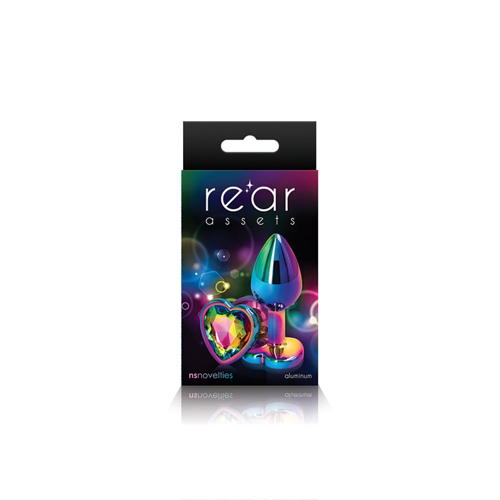 NS Novelties - Rear Assets Metal Heart Plug Small Multicolor/Rainbow - Anal Toys & Stimulators - Metal