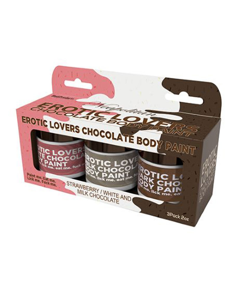 Hott Products - Erotic Lovers Chocolate Body Paint - Neapolitan - White Chocolate, Milk Chocolate and Strawberry - (3 Pack) - Edible