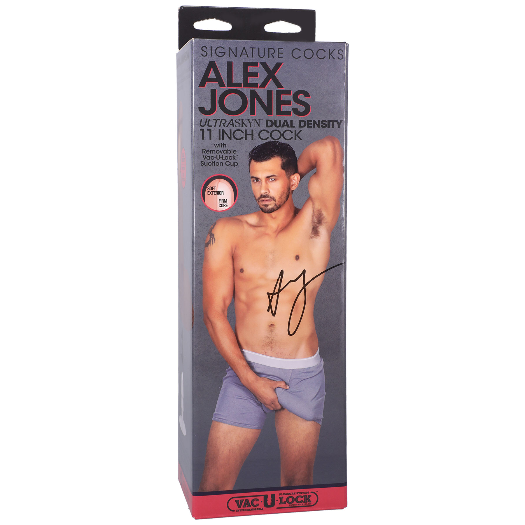 Doc Johnson - Signature Cocks - Alex Jones 11 Inch Cock With Removable Vac-U-Lock Suction Cup - Caramel - Dildos