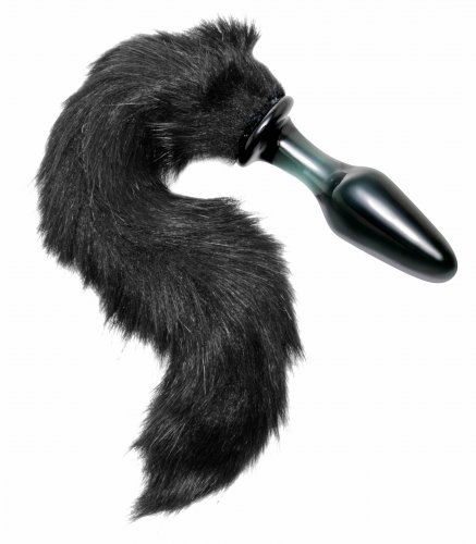 XR Brands - Midnight Fox Glass Plug With Tail - Anal Toys & Stimulators