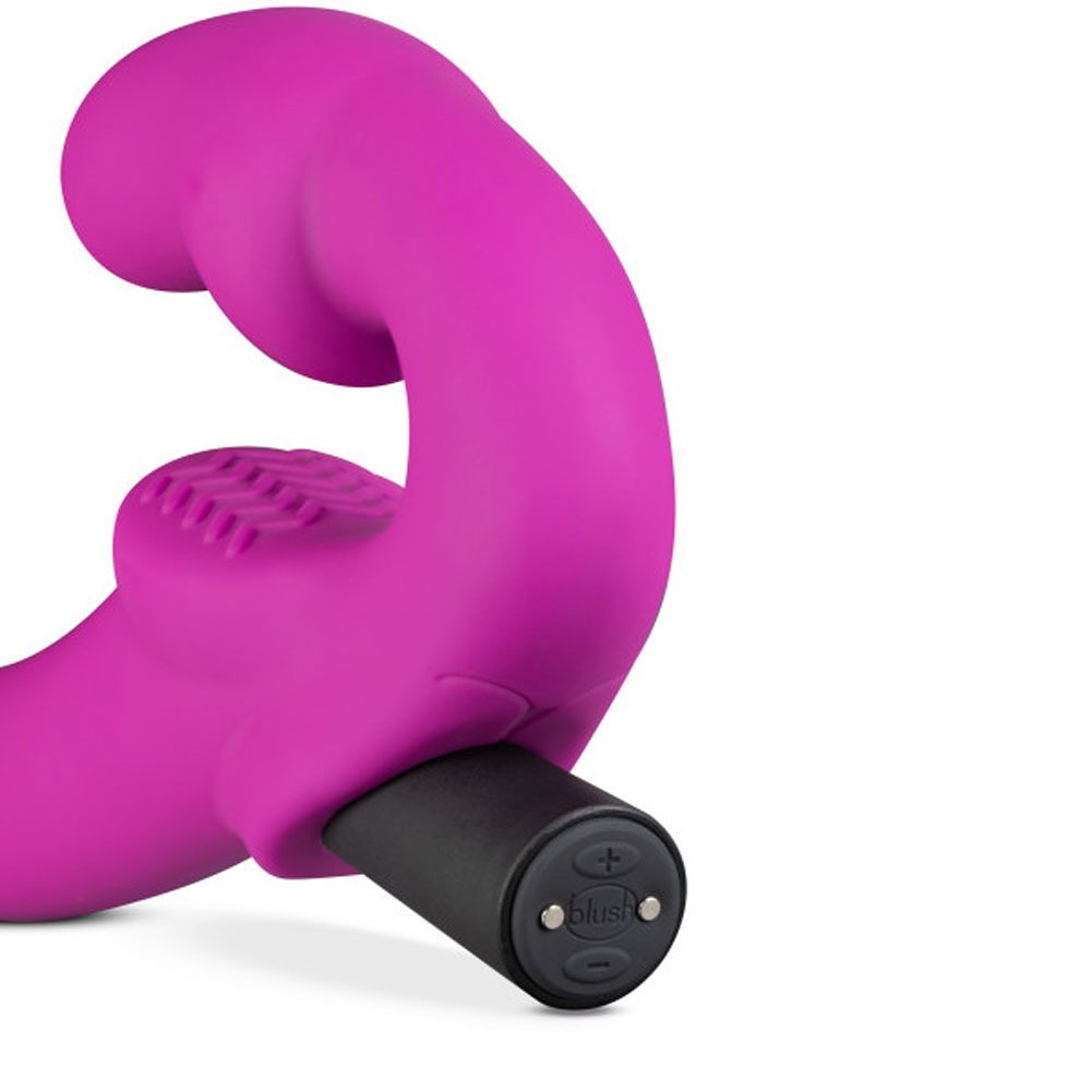 Blush - Temptasia Estella 9.5 in. Silicone Strapless Strap-On Dildo with Bullet Vibrator Pink - Vibrators - Silicone