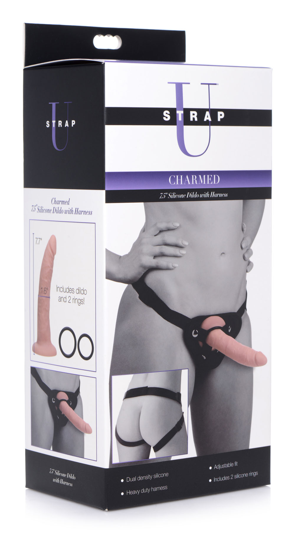 XR Brands - Charmed 7.5 Inch Silicone Dildo With Harness - Harnesses & Strap-Ons