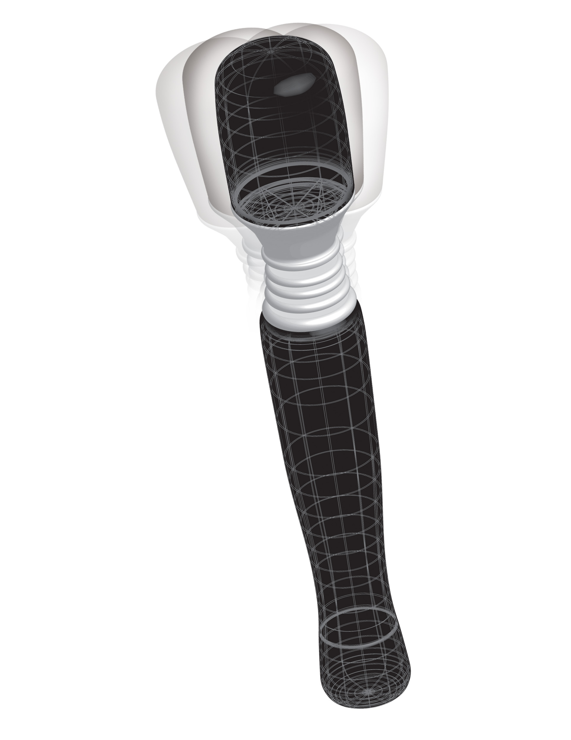 Pipedream - Mini Wanachi Waterproof Massager Flexible Silicone Wand Vibrator Black - Vibrators - Silicone