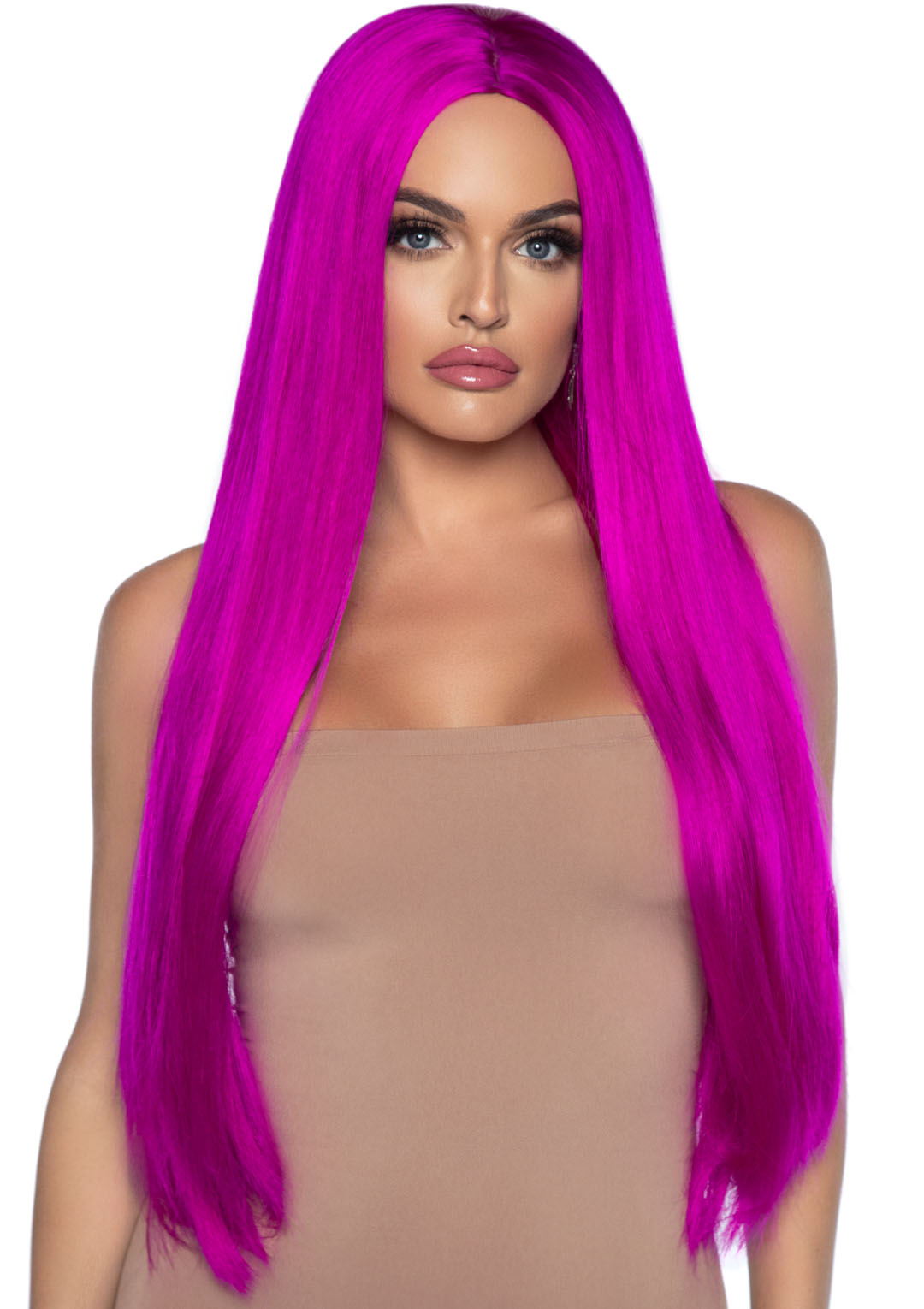 Leg Avenue - 33 Inch Long Straight Center Part Wig - Raspberry - Holiday Items