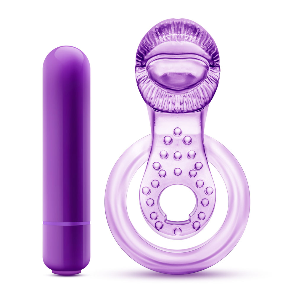 Blush - Play With Me - Lick It - Vibrating Double Strap Cockring - Purple - Cockrings