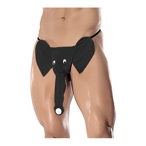 Male Power - Squeaker Elephant G-String - One Size - Black - Novelties & Games