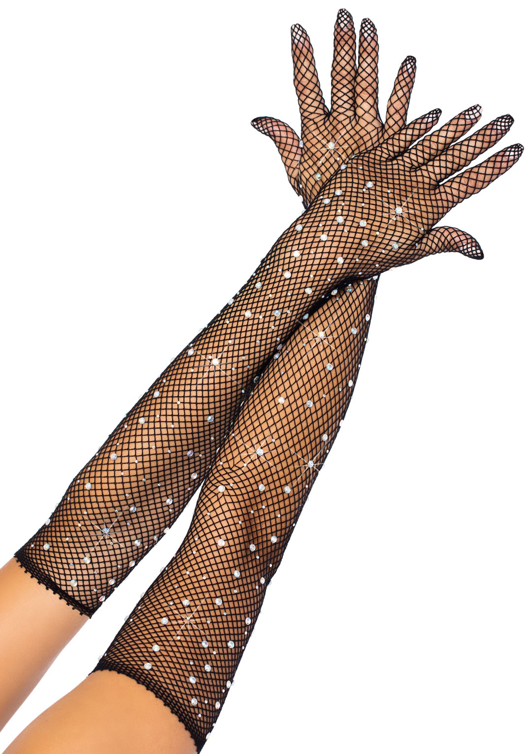 Leg Avenue - Rhinestone Fishnet Long Gloves - Black - Holiday Items
