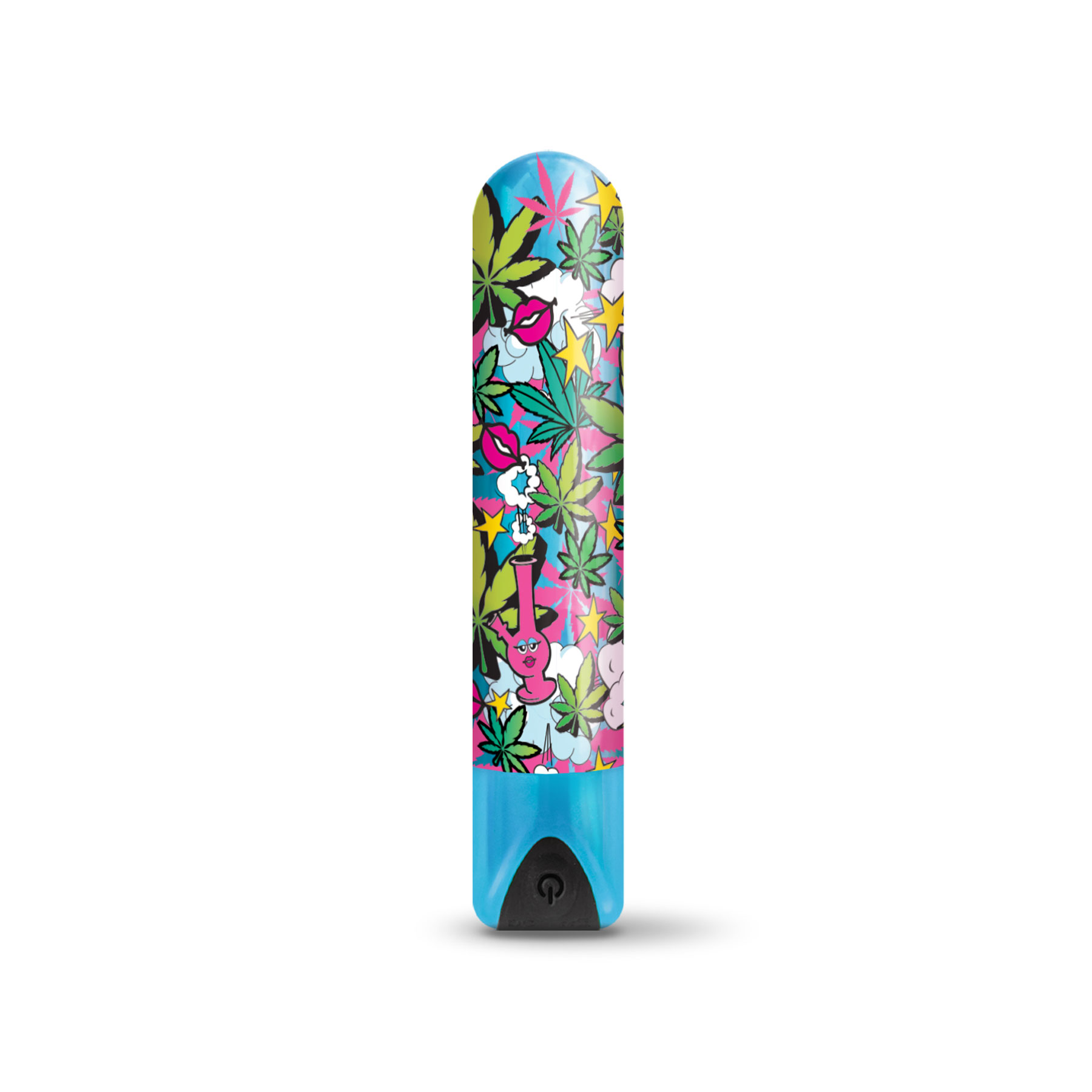 Global Novelties - Prints Charming Buzzed Rechargeable 3.5" Bullet - Stoner Chick - Blue - Vibrators - ABS