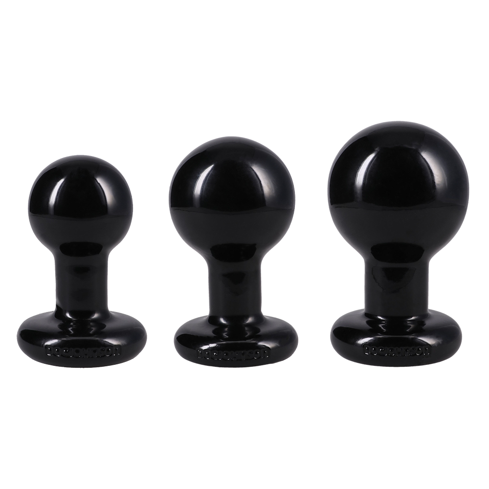 Doc Johnson - Round Butt Plug 3 Piece Set - Black - Anal Toys & Stimulators