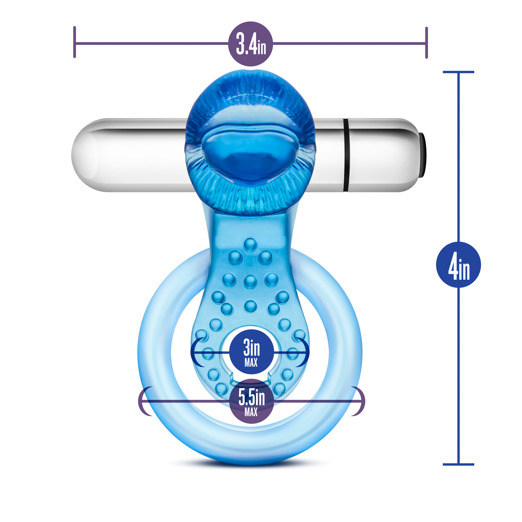 Blush - Stay Hard 10 Function Vibrating Tongue Ring - Blue - Clit Stimulators