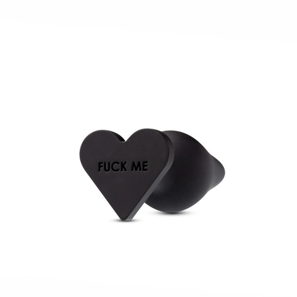 Blush - Temptasia ''Fuck Me'' Silicone Anal Plug with Heart-Shaped Base Black - Anal Toys & Stimulators - Silicone