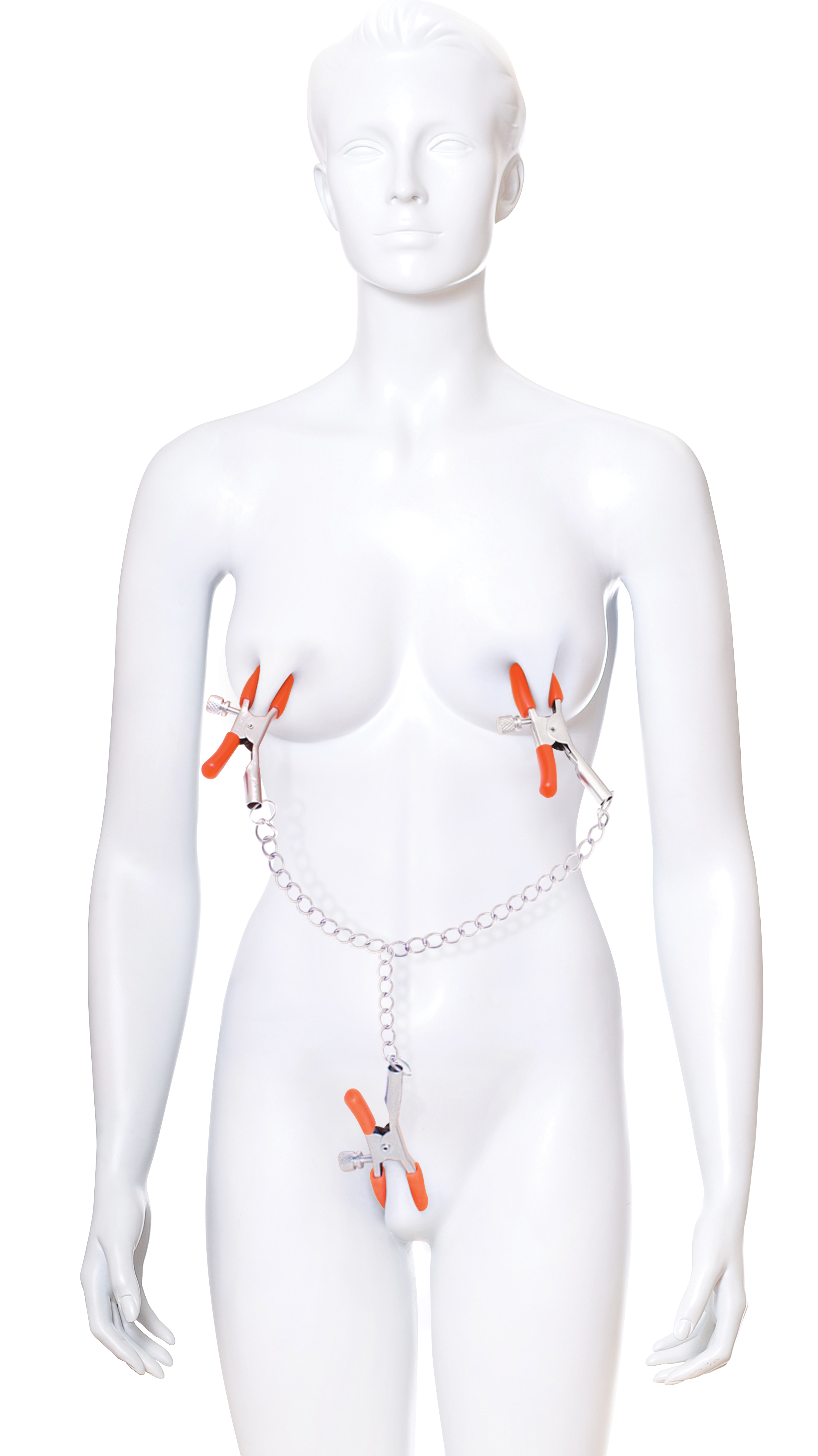 Icon Brands - The 9''s, Orange Is The New Black, Triple Your Pleasure Clamps & Chain - Bondage & Fetish Toys - Metal