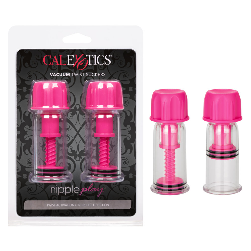 CalExotics - Nipple Play Vacuum Twist Suckers - Pink - Bondage & Fetish Toys