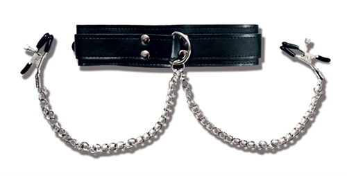 Sportsheets - Collar With Nipple Clamps - Bondage & Fetish Toys
