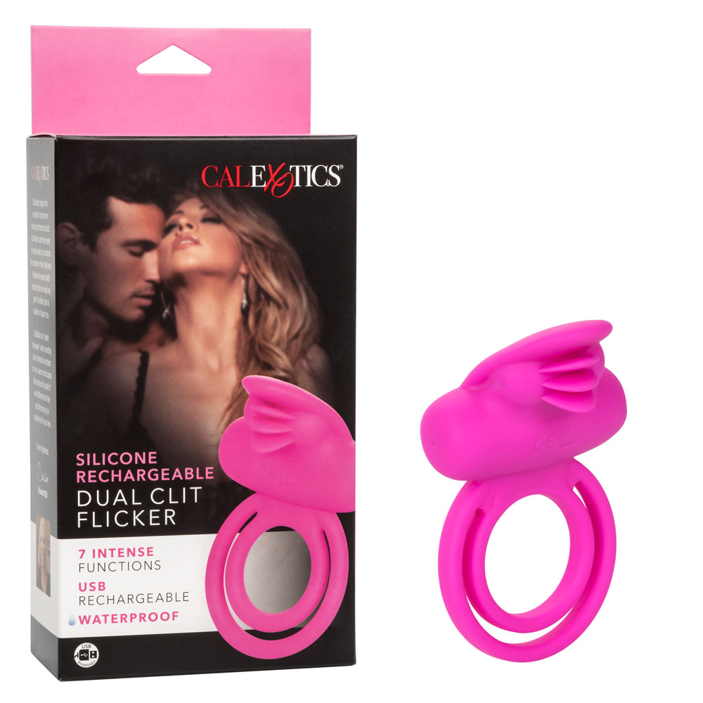 CalExotics - Silicone Rechargeable Dual Clit Flicker Enhancer - Cockrings