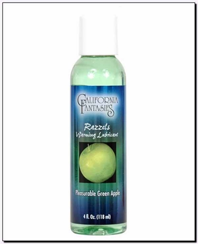 California Fantasies - Razzels Warming Lubricant - Pleasurable Green Apple - 4 Oz. Bottle - Lubricants, Creams & Glides