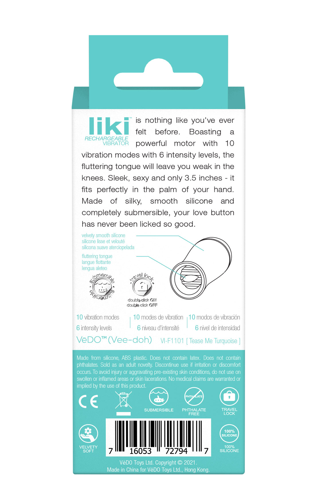VeDO - Vedo Liki Rechargeable Flicker Vibe Tease Me Turquoise - Vibrators - Silicone