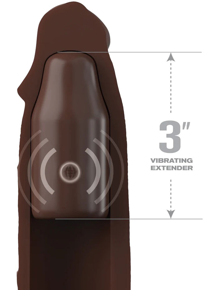 Pipedream Fantasy X-tensions Elite 9 in. Silicone Mega Extension Sleeve 3 in. Vibrating Brown