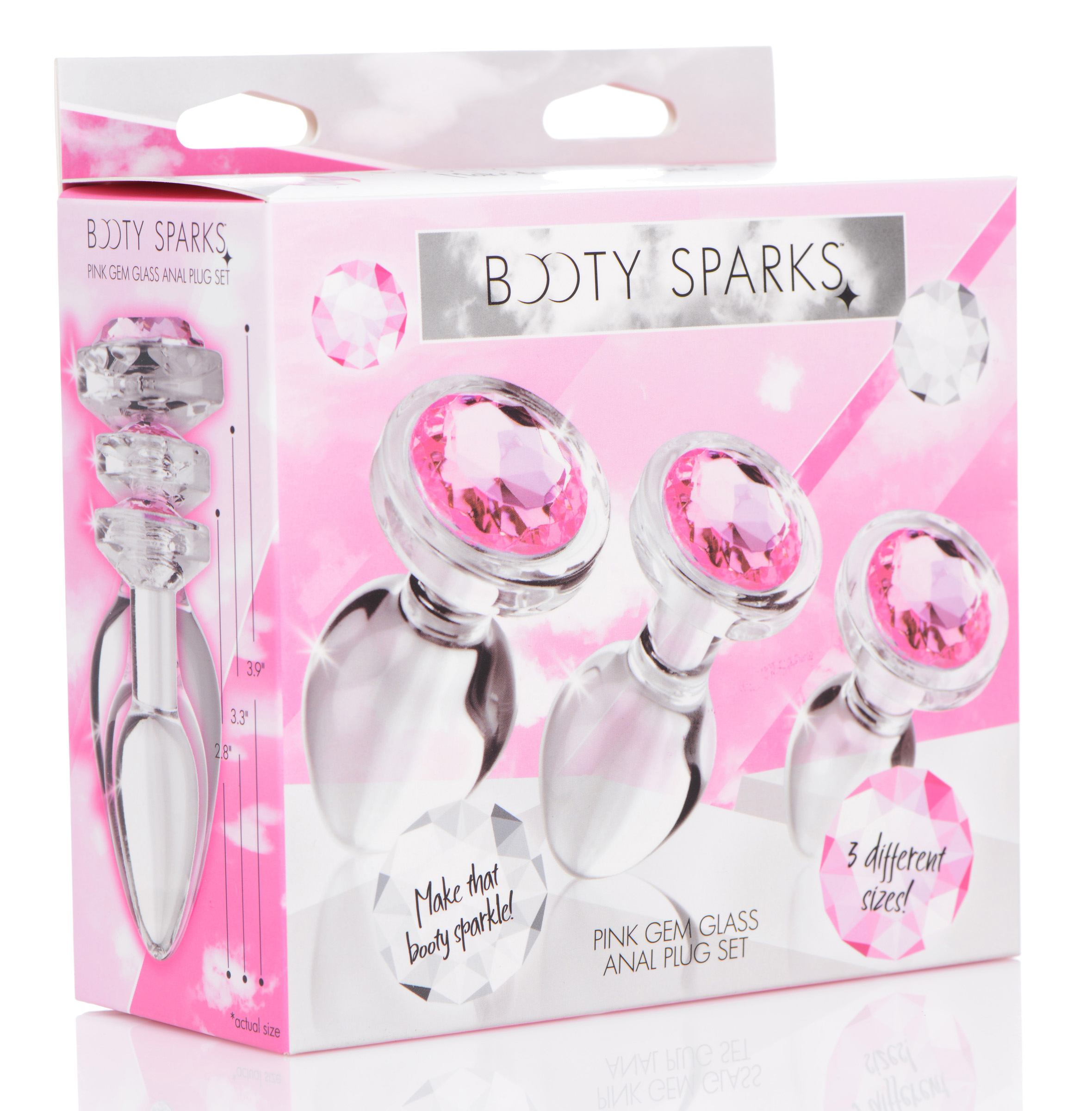 XR Brands - Pink Gem Glass Anal Plug Set - Anal Toys & Stimulators